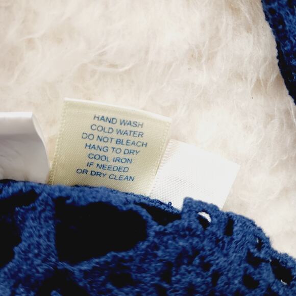 Tunic Top Size 3X Crochet Navy Unconventional Lace Lagenlook Luxury Old Money - Picture 14 of 14